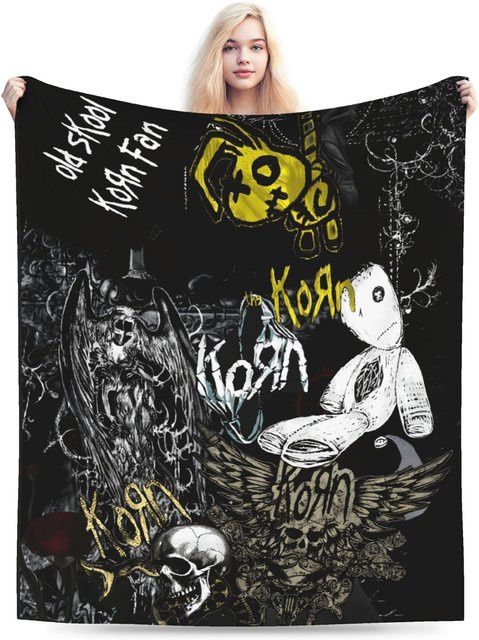 Korn Music Konzert Rock Flanell Decke, Schwarz, B x L: 70 x 100 cm - Bild 1