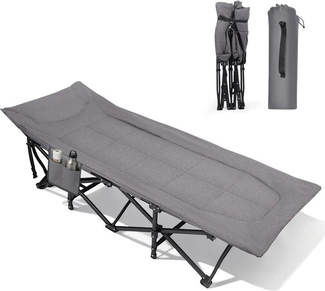 Sekey Feldbett mit Matratze als Klappbett für Camping und Erwachsene, Grau, B/T/H: 190 x 70 x 35 cm, Belastbarkeit bis 200 kg - Bild 1