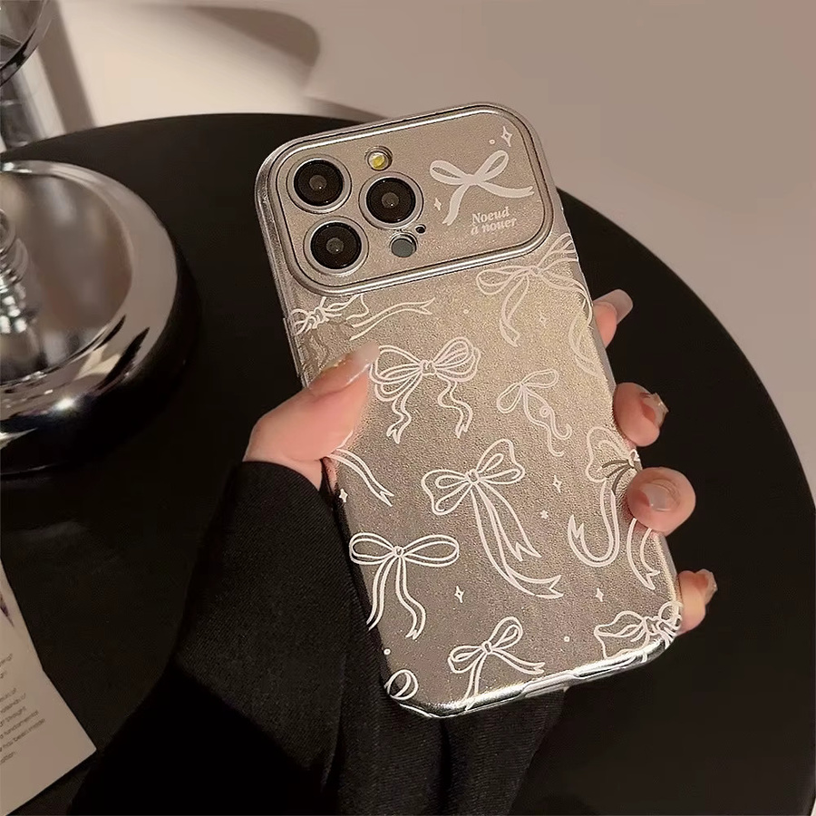 MUQGEW Luxuriöse Handyhülle mit Schleifenmuster und Lederstruktur für iPhone 16, 15, 14, 13, 12, 11 Pro Max mit stoßfestem Linsenschutz - Bild 2
