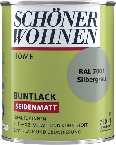 Schöner Wohnen Buntlack für Holz in Silbergrau, seidenmatt, 0,75 l - Bild 1