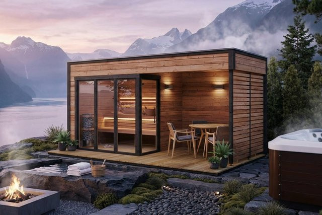 Moderne Gartensauna Geira B: 5 m, T: 2 m - Bild 1