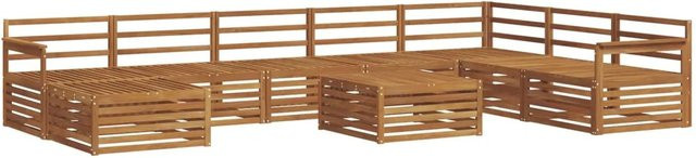 vidaXL 9-teilige Sofagarnitur aus Akazie Massivholz in Braun mit Tisch und Polsterkissen - Bild 1