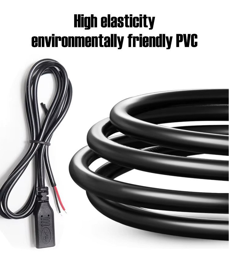 FRHY USB-C auf 2-Pin Blankkabel, 5V 3A, 24AWG, Schwarz, DIY-Datenkabel mit offenem Ende - Bild 3