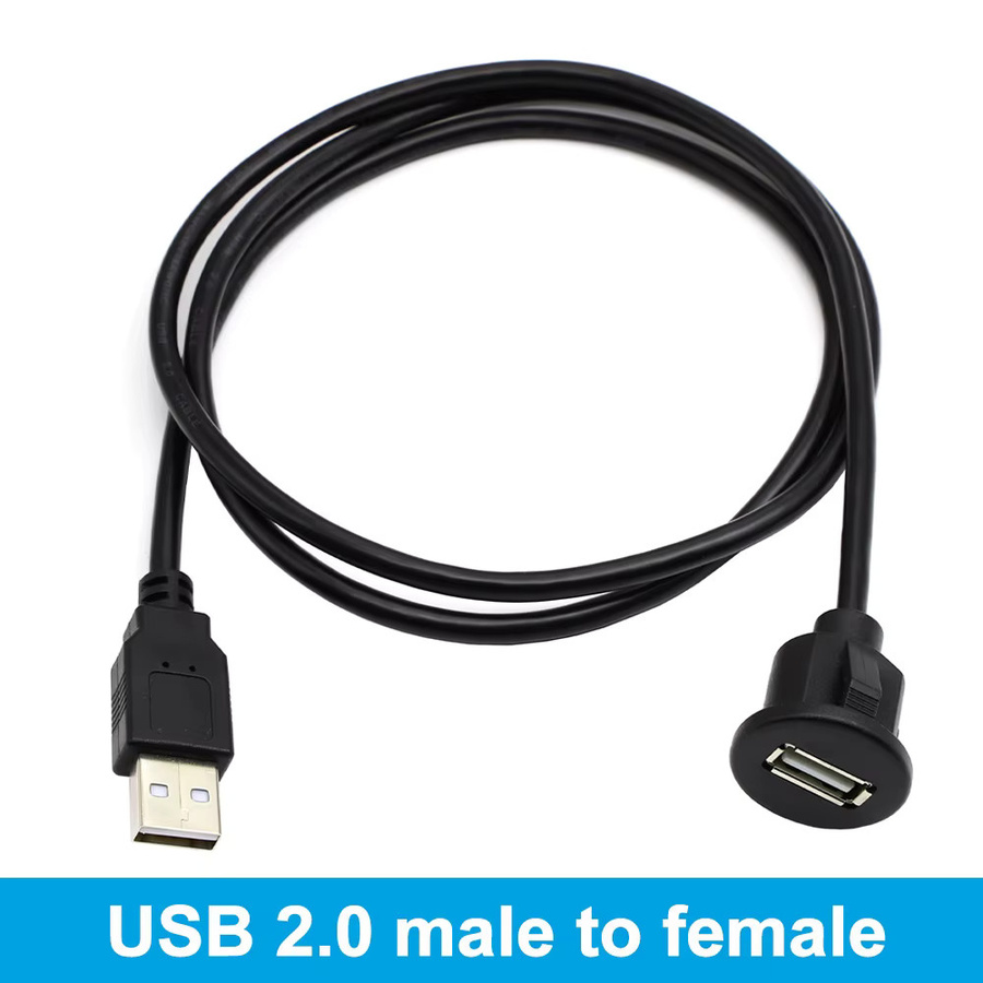 JCD USB 2.0 Verlängerungskabel für die Auto Armaturenbrett Installation, Single Port Panel Adapter, Schwarz - Bild 4