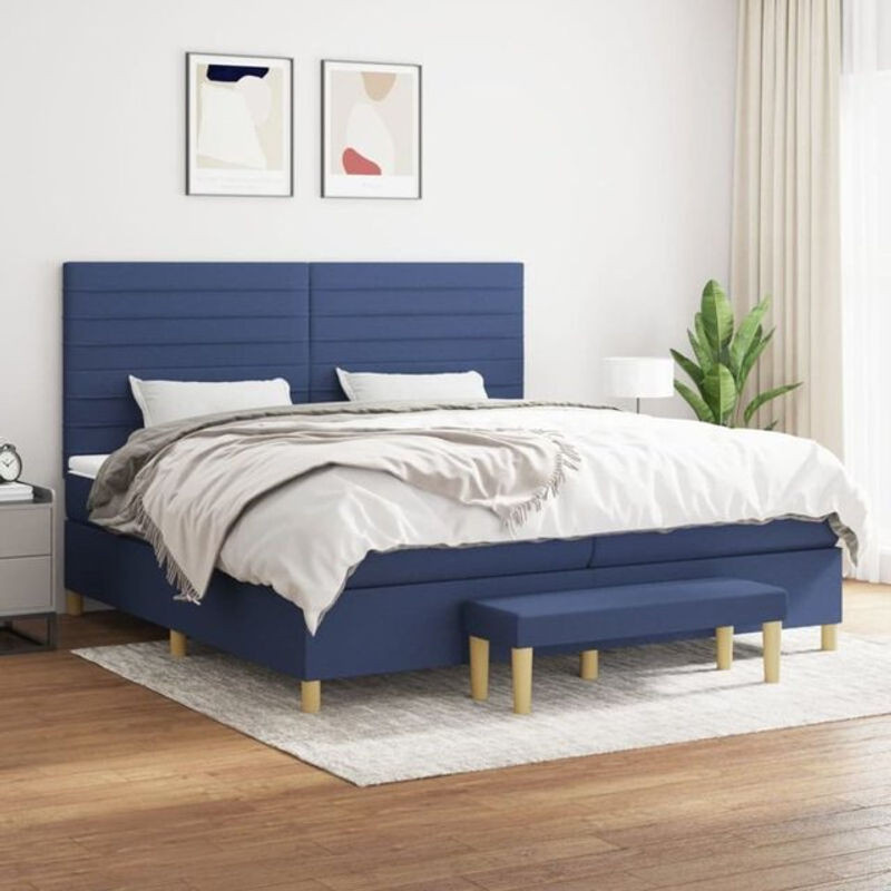 Vidaxl Boxspringbett mit Matratze in Blau aus Stoff, B/T: 200 x 200 cm - Bild 1