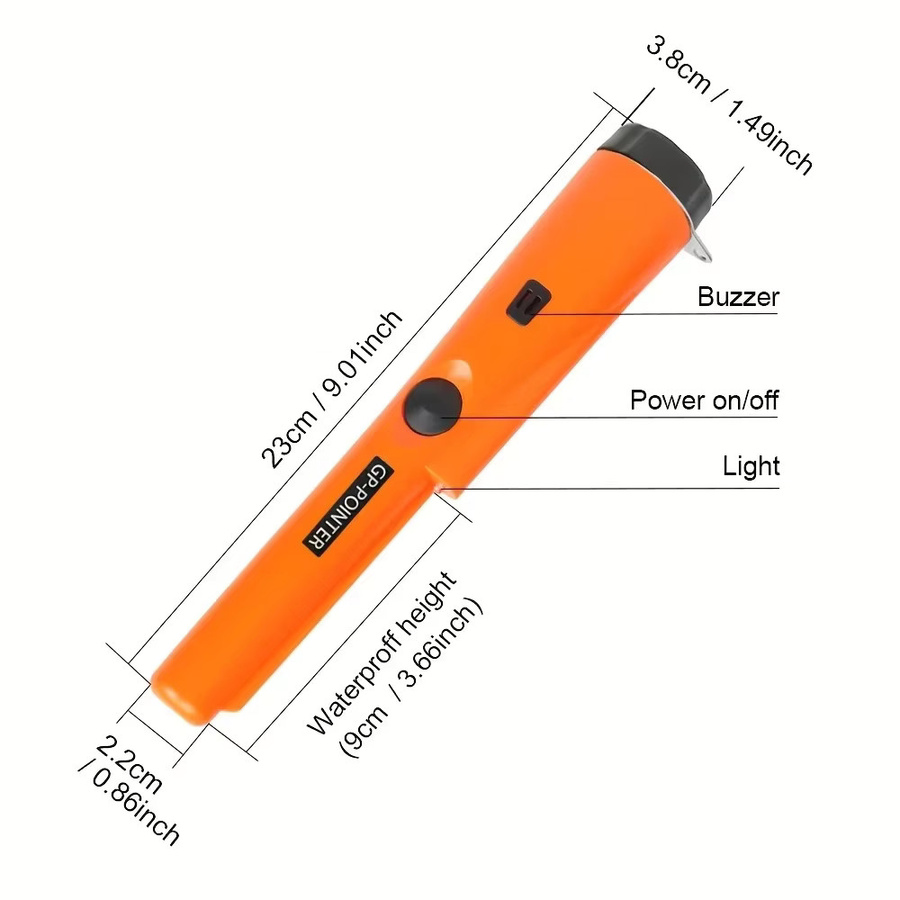 GP Pointer Handheld unterirdischer Metalldetektor wasserdichter hochempfindlicher Positionierungsstab in Schwarz und Orange - Bild 4