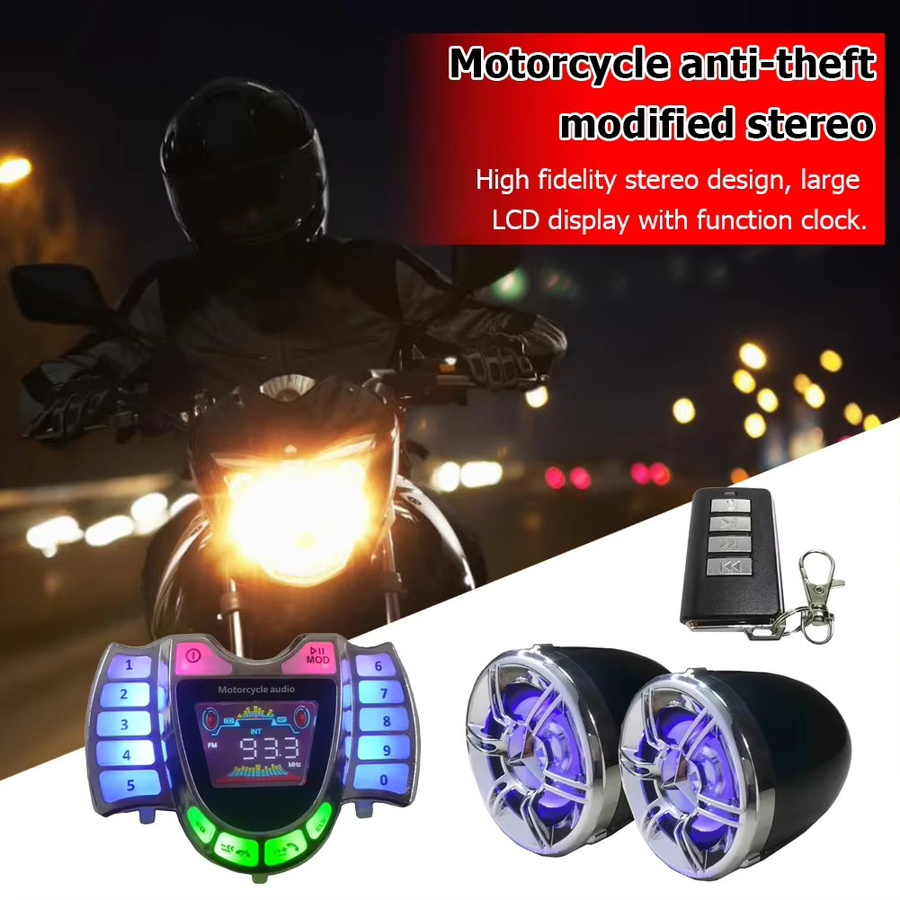 HY-008 Bluetooth Motorrad Stereo Lautsprecher Audio System in Schwarz mit FM Radio, USB, TF und AUX sowie Schnellladefunktion - Bild 3