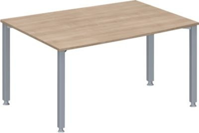 Schäfer Shop Genius Konferenztisch MODENA FLEX in Eiche Dekor und Weißaluminium, B: 140 cm, T: 100/80 cm, H: 72-84 cm - Bild 1