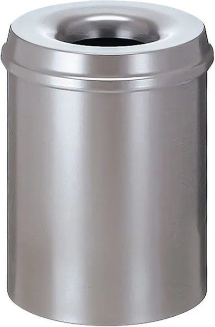 PROREGAL Selbstlöschender Papierkorb und Abfallsammler aus Metall in Silber, Volumen: 15 Liter, H x Ø: 36 x 26 cm - Bild 1