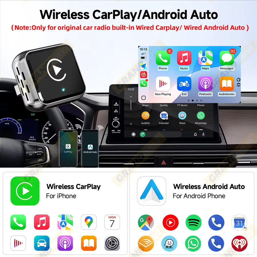 3in1 Smart AI Box Adapter für Apple CarPlay, Android Auto und Airplay mit Bluetooth und WiFi in Schwarz - Bild 3