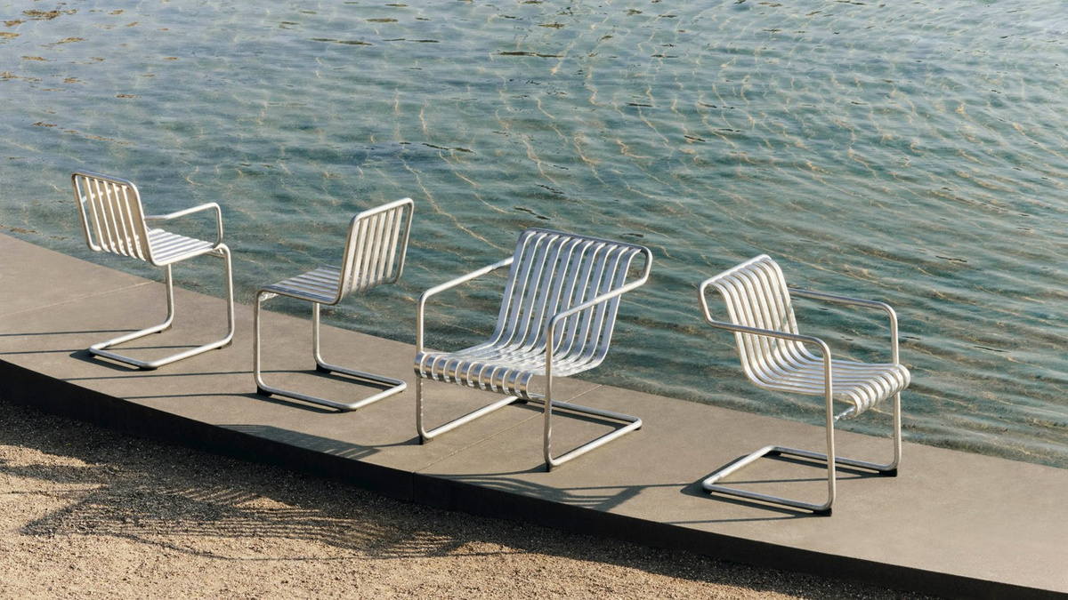 HAY Palissade Cantilever Lounge Chair Low in Silber aus pulverbeschichtetem Stahl - Bild 2
