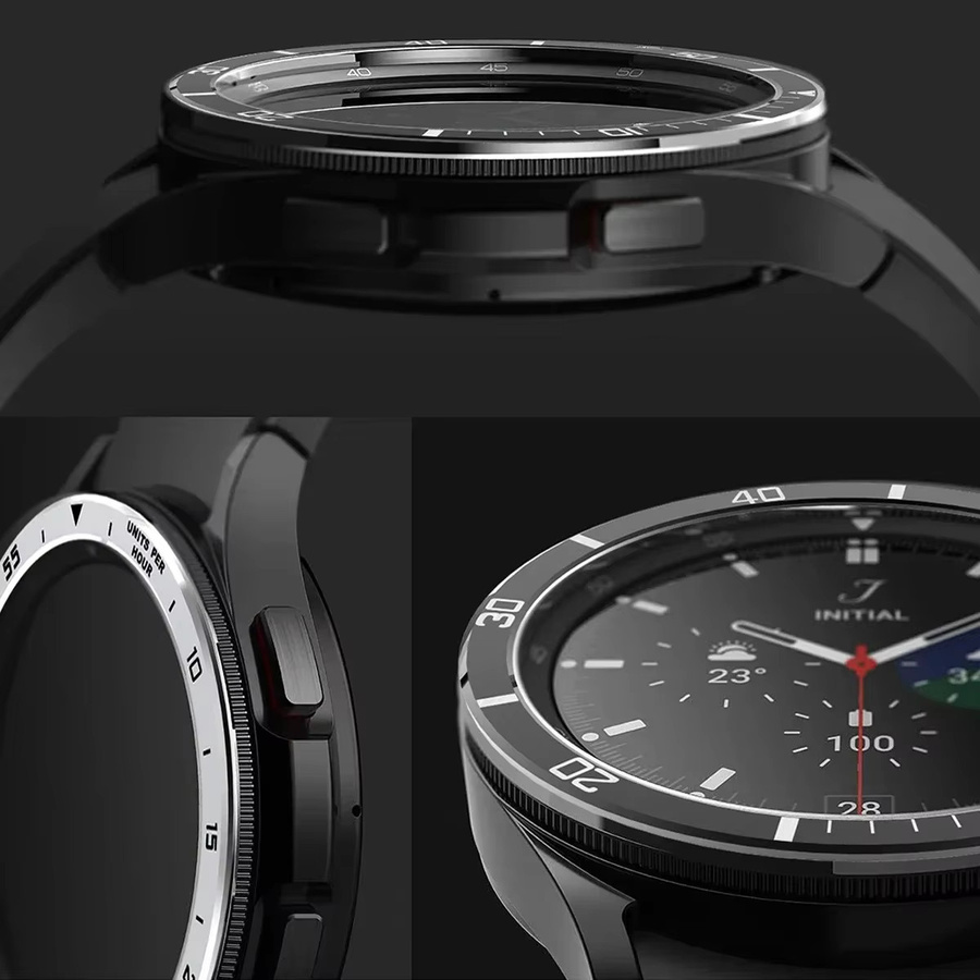 CAOWTAN Uhrenzubehör Metallrahmen für Samsung Galaxy Watch 6 Classic, Edelstahl, Silber - Bild 4