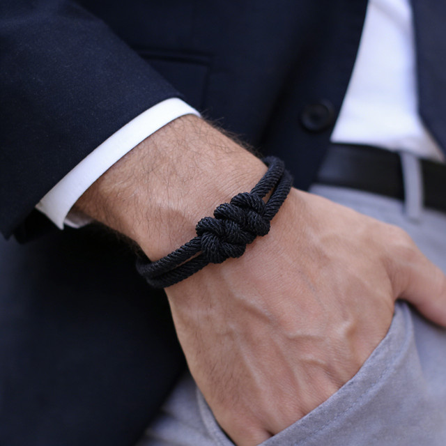 Noter Herren-Seil-Armband, Schwarz - Bild 1