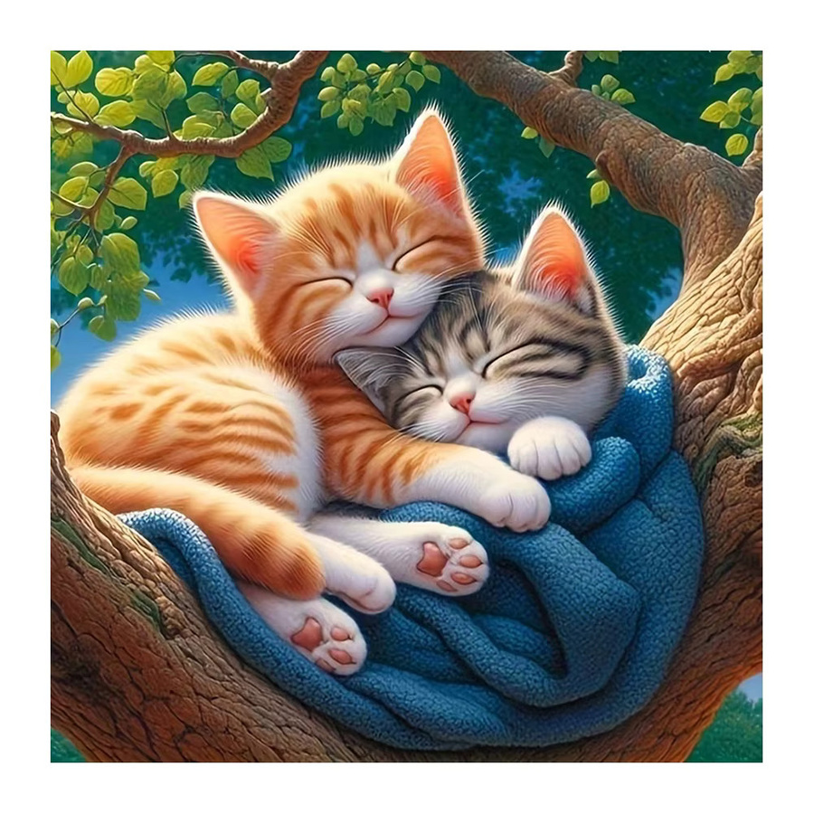 EverShine DIY 5D-Diamantgemälde schlafende Katze am Baum, Mosaik-Set mit bunten Strasssteinen, B/B/H: 20 x 20 x 20 cm - Bild 4