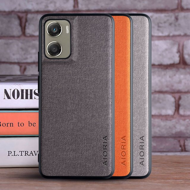 Motorola Moto G06 Power Leder-Master Hardcase Handyhülle aus Textil-Leder in Grau - Bild 1
