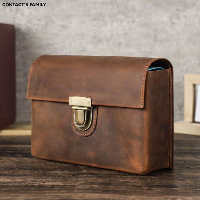 Echte Leder-Bibelhülle als tragbare Buchhülle und Kirchen-Clutch-Tasche in Braun - Bild 1