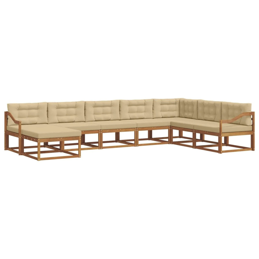 vidaXL Outdoor-Sofagarnitur 8-teilig aus Akazienholz mit Kissen in Natur und Beige - Bild 2