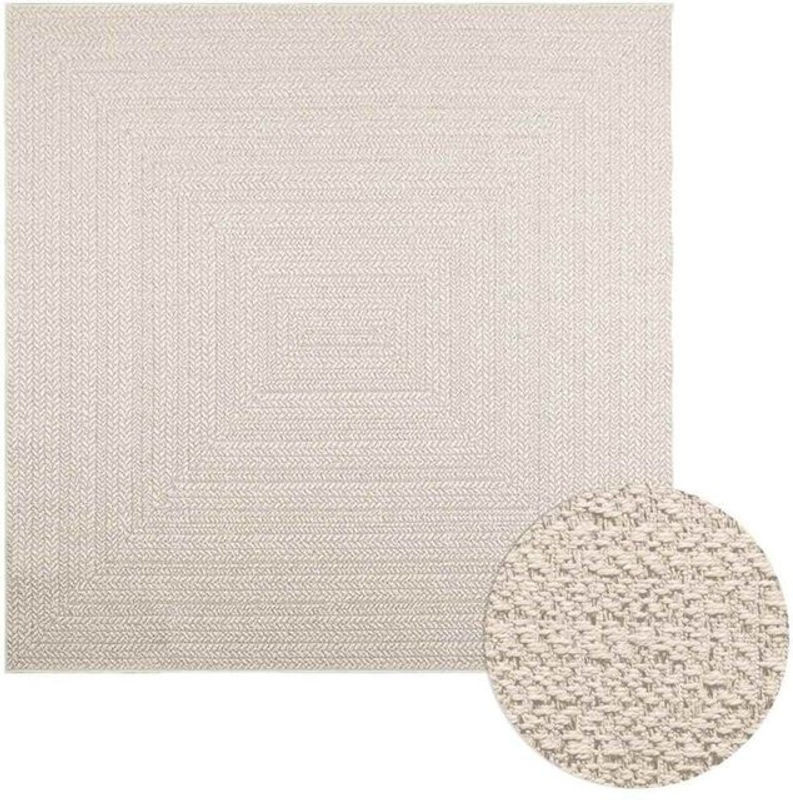 Vidaxl Teppich Zizur in Beige mit Jute-Optik aus Polypropylen für Indoor und Outdoor, B/B: 200 x 200 cm - Bild 1