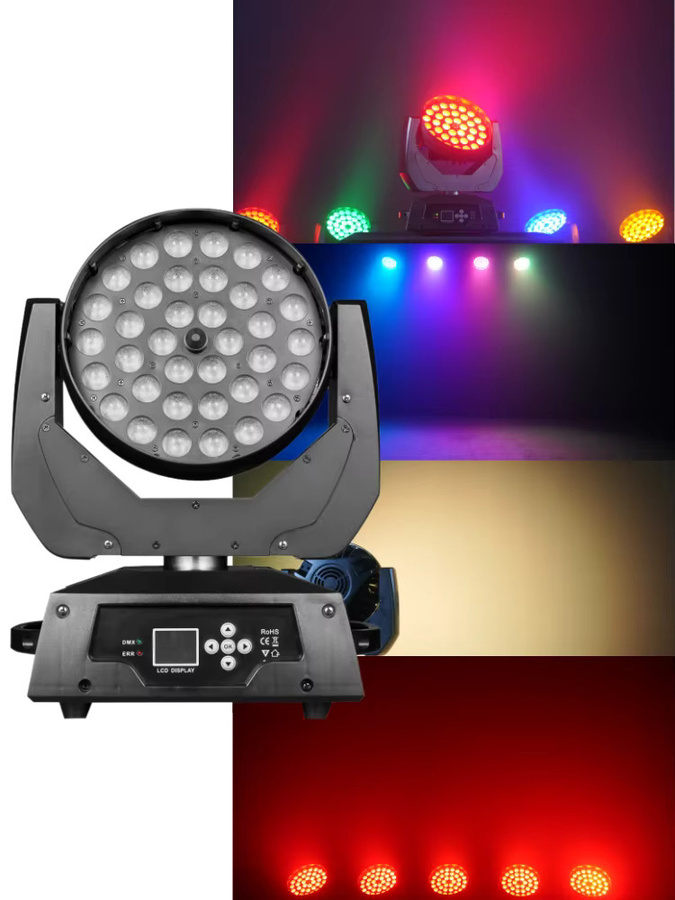 HYULIGHTS LED Moving Head Wash Light RGBWA UV 6in1 mit Zoom und CTO Farbtemperatur, Schwarz - Bild 6