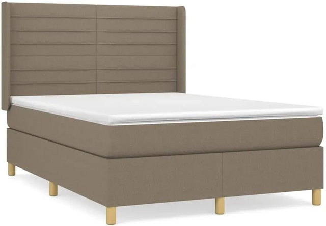 vidaXL Boxspringbett Hybrid mit Matratze und Taschenfederkern, Farbe Taupe, B/T: 140 x 200 cm - Bild 1