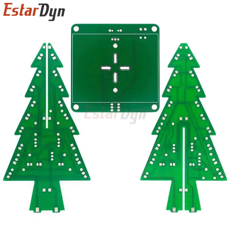 Estardyn Dreidimensionales 3D-Weihnachtsbaum-LED-DIY-Kit, Rot/Grün/Gelb - Bild 2