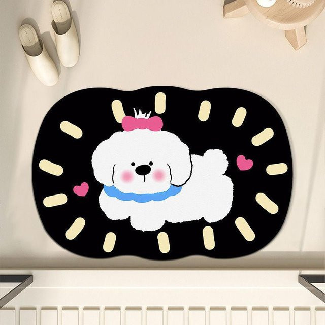 Yiran Furniture Retro Hund Badezimmer Matte aus Kieselgur, Schwarz, B/T: 50 x 30 cm - Bild 1