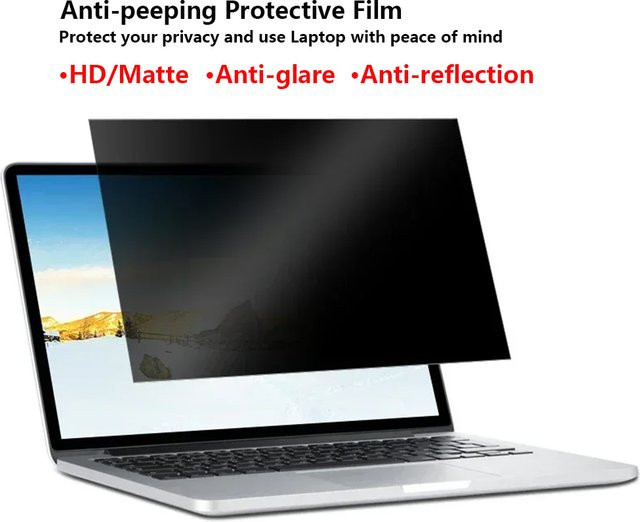 Anti-Spionage-Sichtschutzfolie für Laptop 14 und 15,6 Zoll (16:9) in Schwarz, Matte Displayschutzfolie mit Anti-Glare-Effekt für Notebook und PC - Bild 1