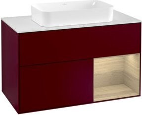 Villeroy & Boch Waschtischunterschrank Finion mit Abdeckplatte in Weiß und Eichenfurnier Peony Matt, Wandmontage, Breite: 100 cm, Tiefe: 60,3 cm - Bild 1