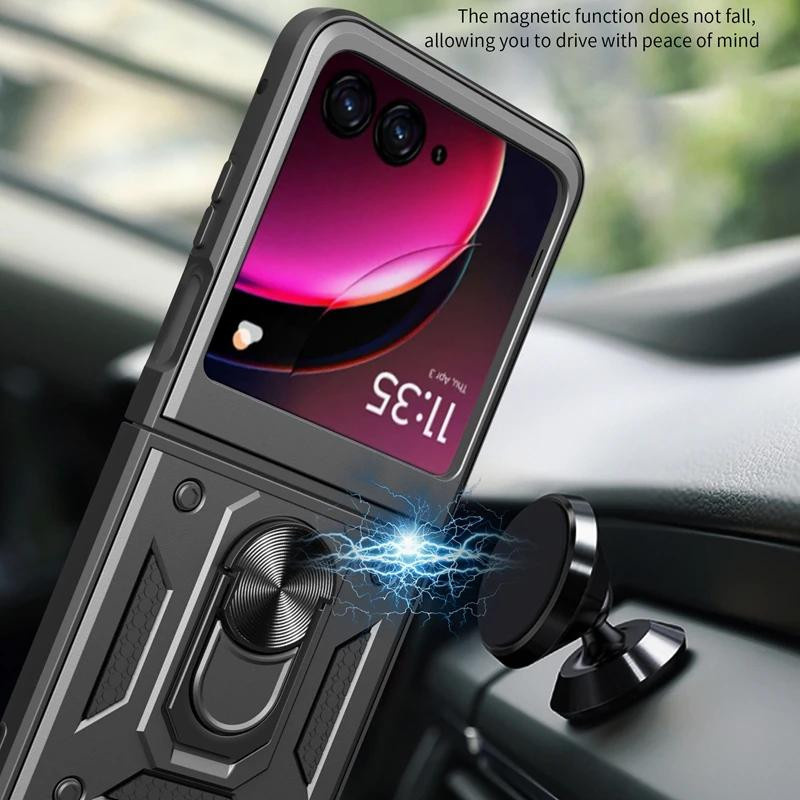 Stoßfeste Schutzhülle mit Ringständer für Motorola Razr 60 Ultra und Razr Plus in Schwarz und Transparent - Bild 5