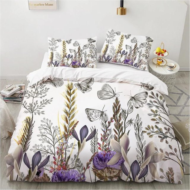 Luxuriöses 3D-Bettwäscheset Your Warm Home in Weiß mit floralem Design und nordischem Stil, bestehend aus Bettbezug und Kissenbezügen, B/H: 133 x 70 cm, Kissenbezüge: 50 x 70 cm - Bild 1