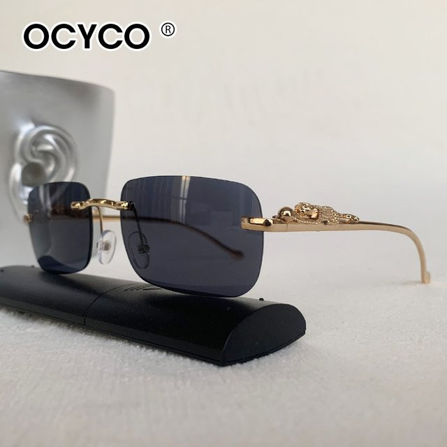 OCYCO Sonnenbrille, randlos, rechteckig, Unisex, Leoparden-Dekoration - Bild 1