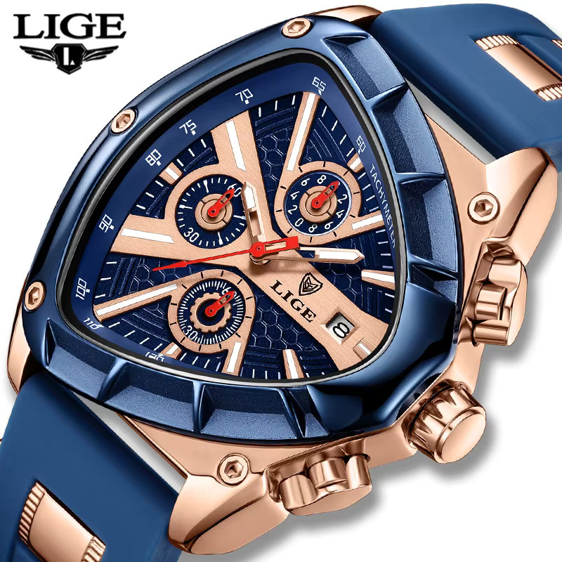 LIGE Armbanduhr Quarz, Kautschukband, Blau, Herren - Bild 6