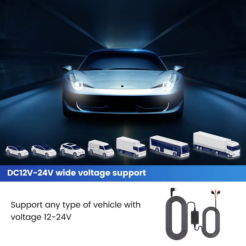 TomoStrong Hardwire Kit für Auto Dash Cam DVR, 3,5 m Kabel mit Step-Down Linie, USB Micro/Typ-C Schnittstelle, Schwarz - Bild 3