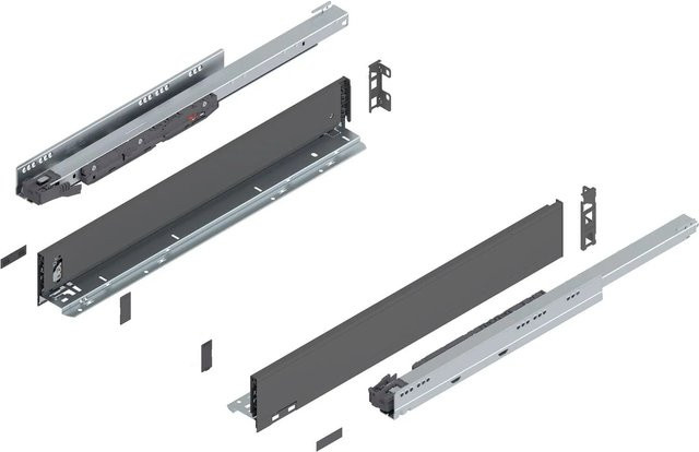 Blum Legrabox Pure Set Schubladenauszug mit Tip-On Vollauszug, Tiefe: 600 mm, Farbe: Oriongrau matt, 1 Paar - Bild 1