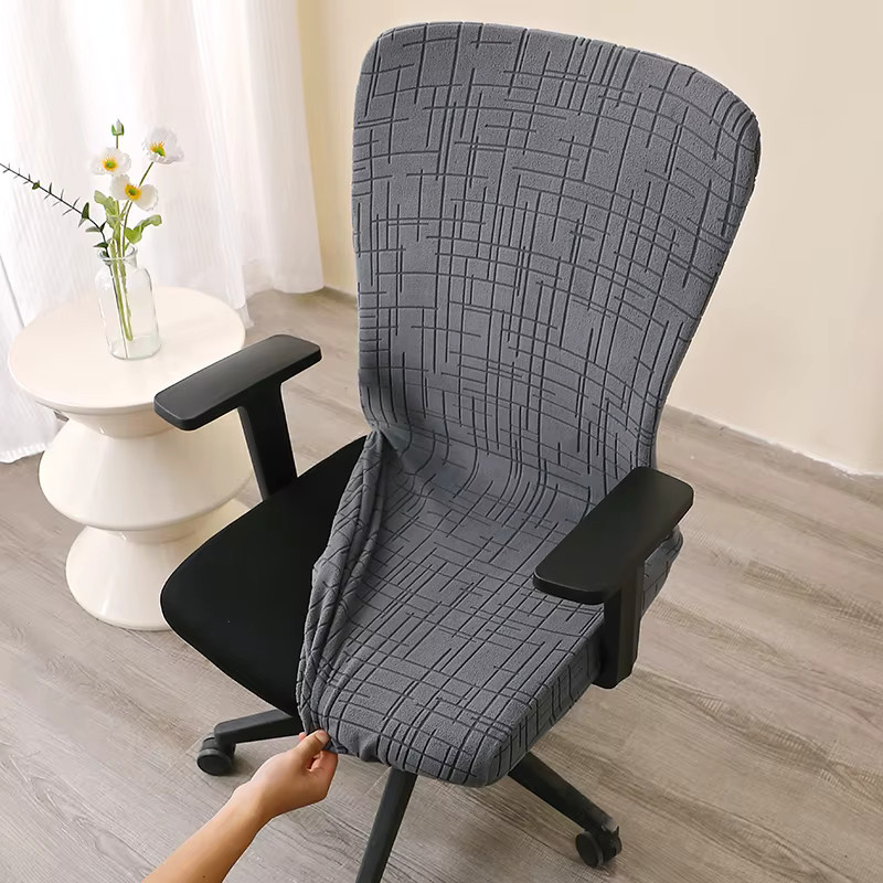 WANERQU Jacquard Sitzbezug für Bürostühle und Sessel, elastischer Stretch-Schonbezug in Grau mit grafischem Design, waschbar - Bild 4
