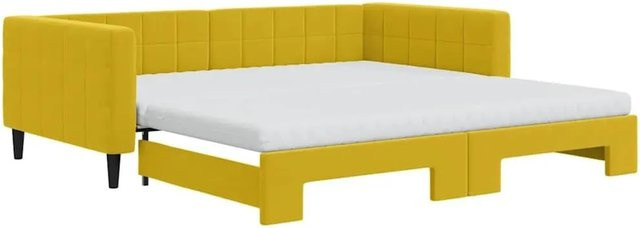 vidaXL Tagesbett ausziehbar mit Matratze in Gelb aus Samt, B/T/H: 223 x 100 x 68 cm - Bild 1
