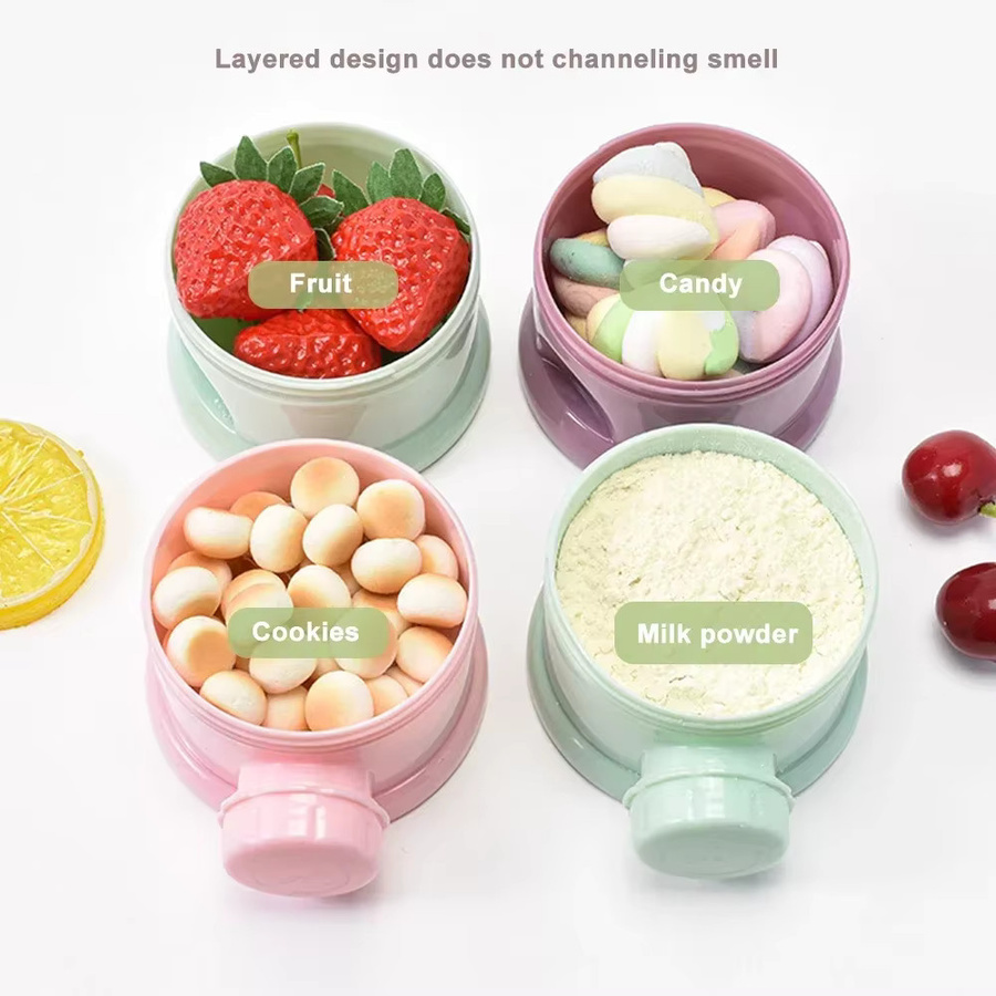 Vvocci Milchpulver-Aufbewahrungsbox mit 4 Schichten im Bären-Design, lila, tragbarer Snack-Container für Babys und Kleinkinder - Bild 1