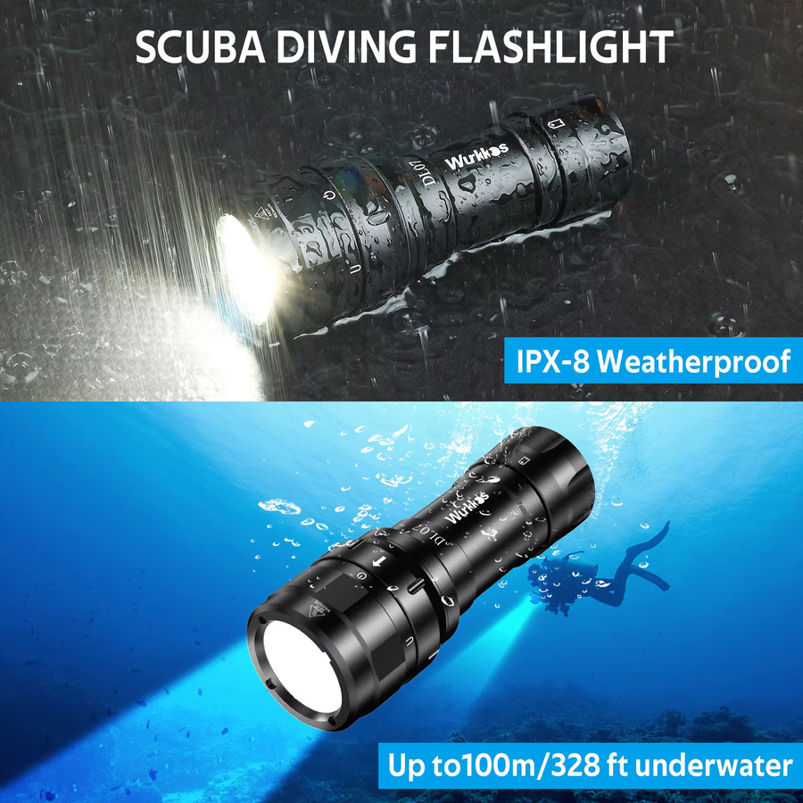 Wurkkos DL07 Tauchlampe mit mehrfarbiger LED, Drehverschluss, wasserdicht, 26650 Akku und Einzelsteckplatten-Ladegerät, 5000K - Bild 4
