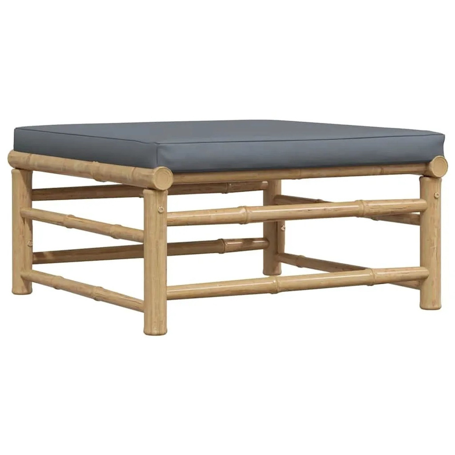 vidaXL Garten-Fußhocker aus Bambus mit dunkelgrauem Kissen B/T/H: 65 x 30 x 30 cm - Bild 2