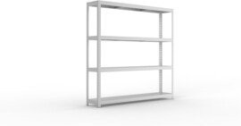 Meta Weitspannregal Speed Rack in Silber, verzinkt, mit 4 Fachebenen und Stahlpaneelen, B/H/T: 197 x 197 x 40 cm - Bild 1