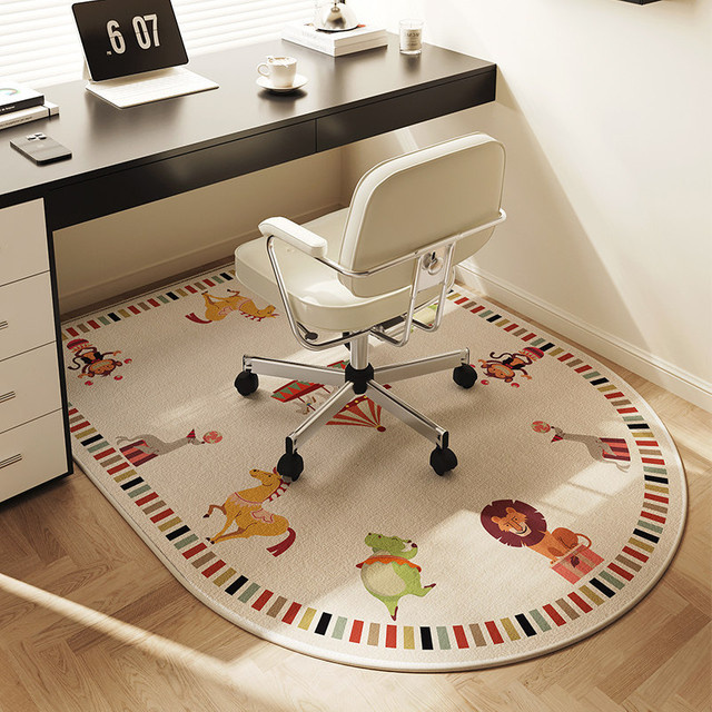 VIKAMA Cartoon-Bogenstuhl-Kissen für Kinder, halbkreisförmiger Teppich mit Motiv, schmutzabweisend und waschbar, Multicolour, B/T: 90 x 90 cm - Bild 1