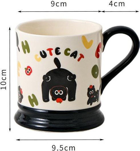 Kreative Keramiktasse mit frechem Katzenmotiv in Beige, 350,5 ml - Bild 1