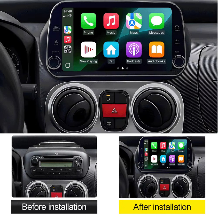 7-Zoll Carplay Autoradio Multimedia Video-Player mit WLAN in Schwarz für Fiat Fiorino Citroen Nemo und Peugeot Bipper (2008-2017) - Bild 2