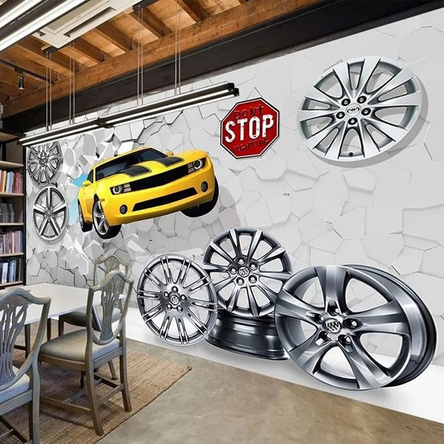 LILOKKO 3D Tapete Modern Kreativ Cartoon Auto Wandbild Multicolour B: 300 cm, H: 200 cm - Bild 1