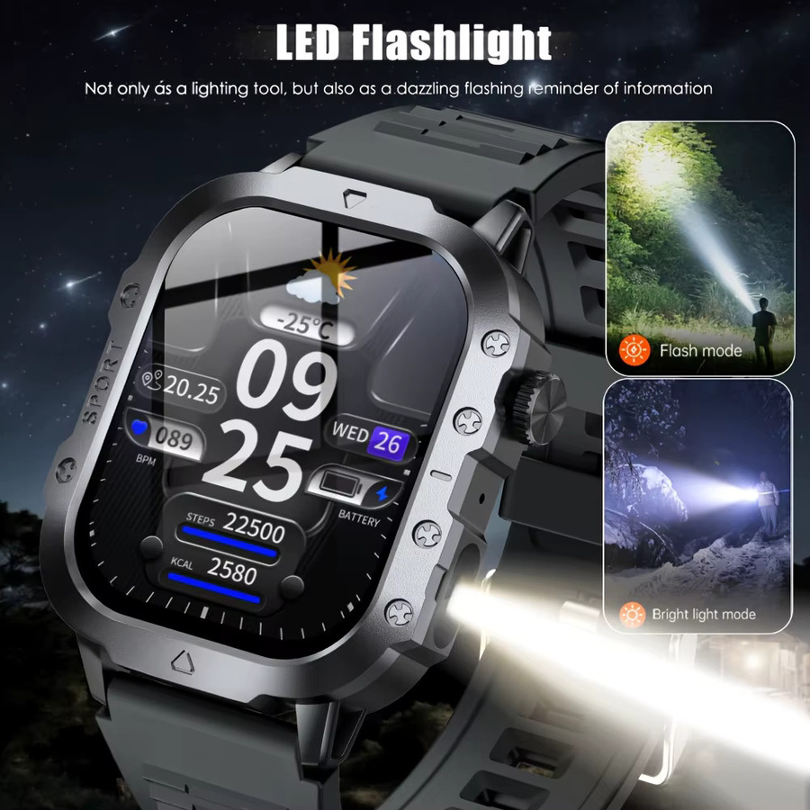 KESHUYOU Smartwatch, Schwarz, Silikon, Herren - Bild 5
