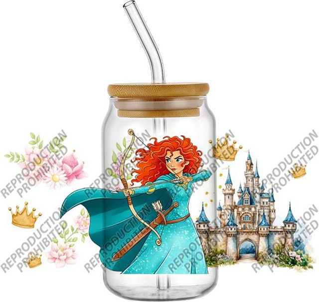 UV DTF 3D-Transferaufkleber mit Cartoon-Prinzessin Merida für Gläser und Becher, Mehrfarbig - Bild 1