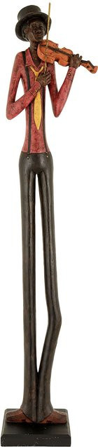 Hill Interiors Stehende Jazzband-Geiger Figur in Rot/Braun - Bild 1
