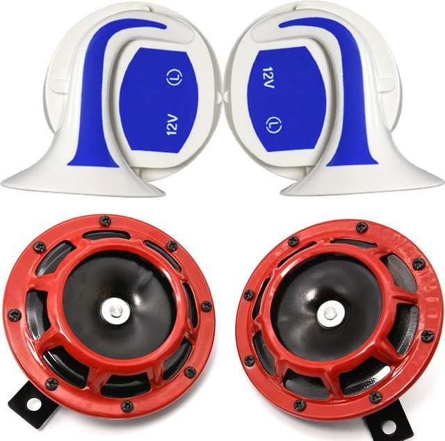 Hella Schneckenhorn Autohupe Set 12V 115dB in Chrom und Silber mit Rot - Bild 1