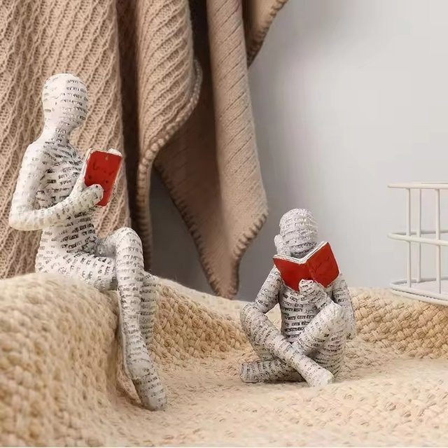 KASTIZA Dekorative Buchstütze Lesende Frau in Weiß, Modernes Kunstharz-Design für Schreibtisch und Wohnzimmer - Bild 1