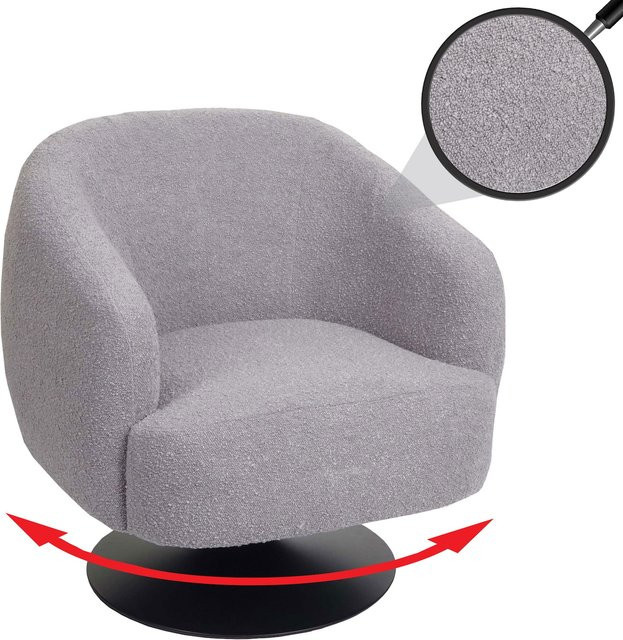 MCW Lounge-Sessel J76 drehbar in Hellgrau mit Bouclé-Stoff und Metallgestell - Bild 1